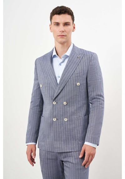 Morven Erkek Lacivert Keten Trend Kruvaze Slim Fit Sivri Yaka Takım Elbise 24ys001011200 Lacivert