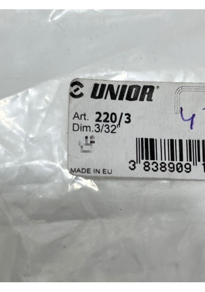 Unior 220/3 6 Köşe Allen Anahtar 2,38mm 3/32'' 1 Adet