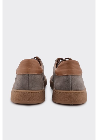 Derinet Hakiki Deri Bağcıklı Kadın Sneaker Vizon Vizon