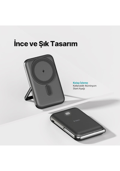 Ttec Recharger Pro M LCD 10.000 mAh Magsafe Uyumlu PD 20W Stantlı Kablosuz Taşınabilir Hızlı Şarj Aleti