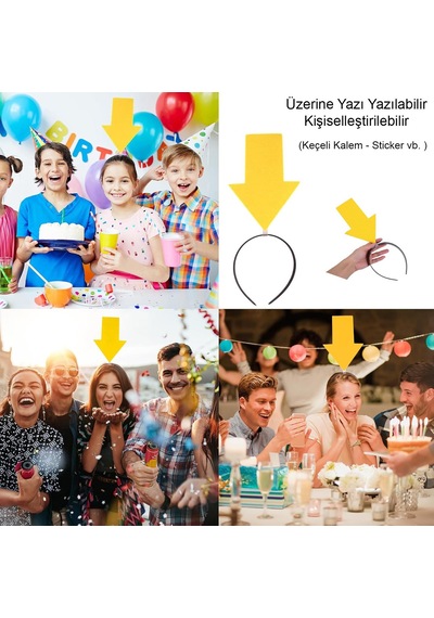 Kişiselleştirilebilir Ok Taç Üzerine Yazı Yazılabilen Parti Tacı Sarı Renk - Ezjı-730787 18