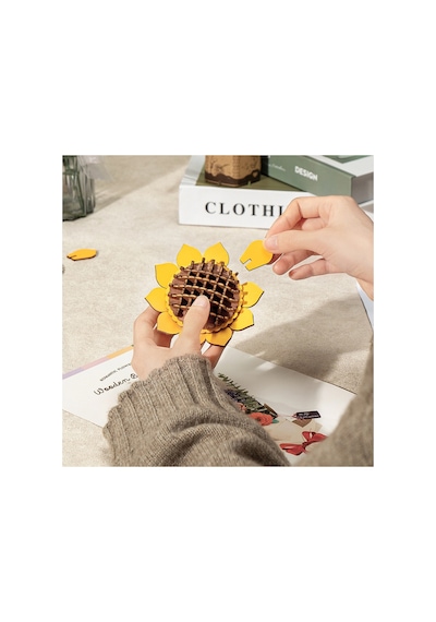 Ahşap Günebakan Çiçeği 3d Puzzle Ahşap Minyatür Maket Kiti Dıy Kendin Yap