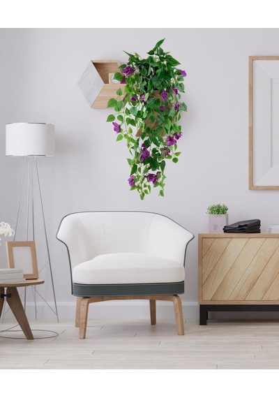 Yapay Çiçek Saksıda Mor Begonvil Çiçeği 9 Dallı 100cm Sarkan Çiçek