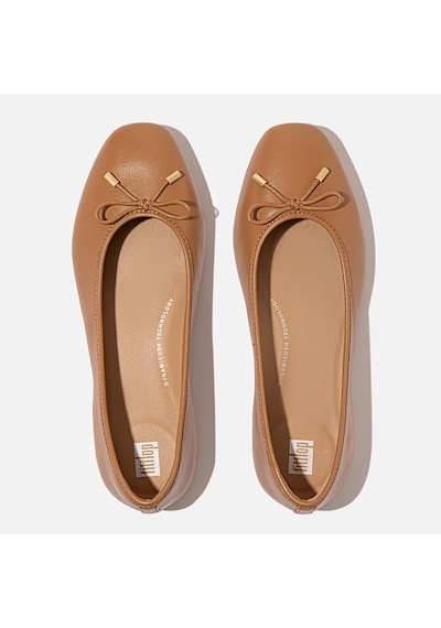 A69 Desert Tan Babet Kadın Hx8-288/a69/b41 Fitflop Delıcato Bow Soft Leather Ballet Flats A69 Desert Tan
