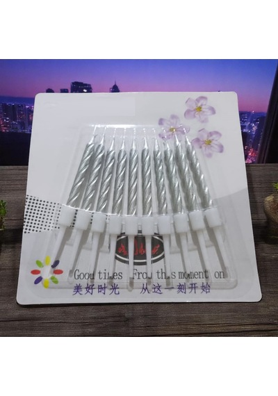 10 Adet Yüksek Kalite Kıvrımlı Metalik Gümüş Mum 8 Cm Gümüş Pasta Mumu Parlak Gümüş Doğum Günü Mumu Tüm Yaşlar