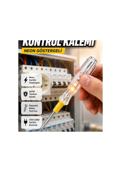 Neon Göstergeli Elektrik Kontrol Kalemi 110v 220v Yalıtkan Saplı
