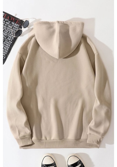 Uyguntarz Unisex Los Angles Baskılı Sweatshirt Bej