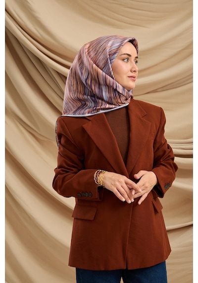 Silk Home Twill İpek Eşarp 11484-28 Yavruağzı, Mor, Pudra, Buz Mavi, Kahve