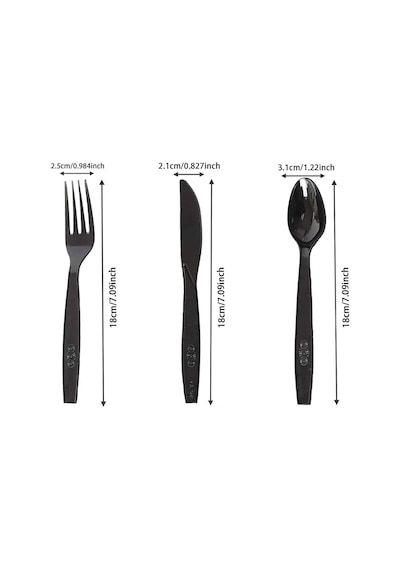 Siyah Plastik Bıçak - Parti Davet Piknik Yemek Bıçağı - 18 Cm. - 100'lü 5 Paket Siyah