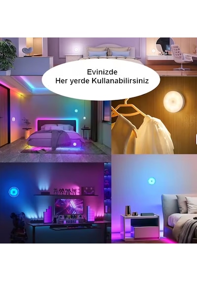 2 Adet Uzaktan Kumandalı Şarjlırgb Led - 16 Renk Ve Zamanlayıcı Özellikli Kablosuz Monitör Arkası Ambiyans Aydınlatma