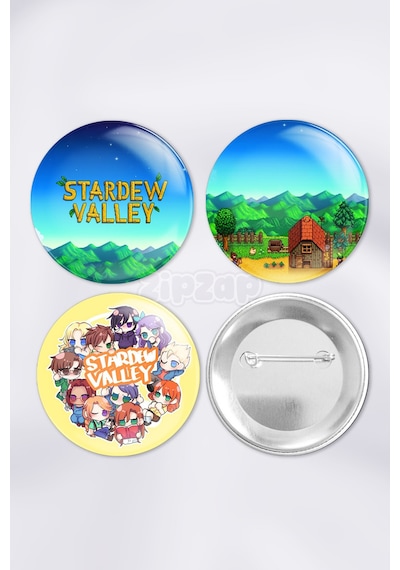 Stardew Valley Video Oyun Çanta Süsü İğneli Buton Rozet Seti 3 Adet Üçlü