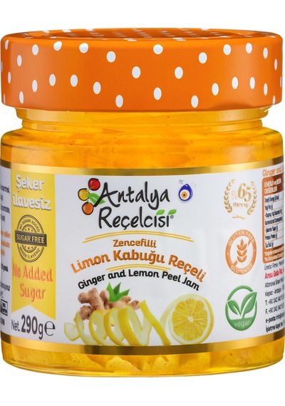 Antalya Reçelcisi Zencefilli Limon Kabuğu Reçeli 290g Şekeri Meyveden