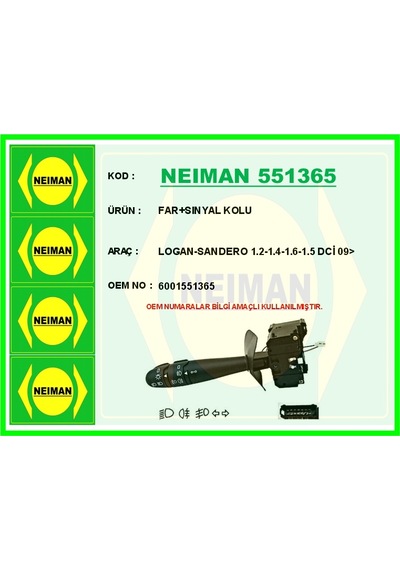 Bescher Far Sınyal Kolu Logan-sandero 1.2-1.4-1.6-1.5 Dci 09 Neıman 551365 6001551365