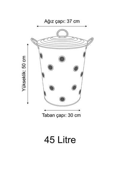 Çamaşır Sepeti Metal - Kapaklı Paslanmaz Çok Amaçlı Kirli Sepeti 45 L Beyaz