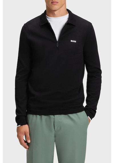 Boss Erkek Polo Yaka Kazak 50551688 001 Siyah Siyah