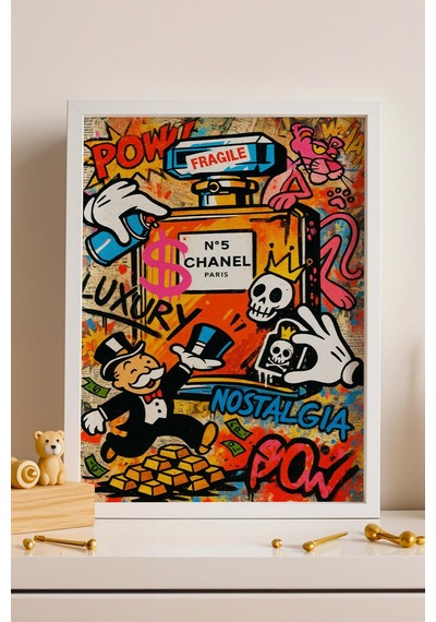 Chanel No. 5 Parfüm Şişesi Çerçeveli Tablo Yeni Ev Hediyesi Street Art