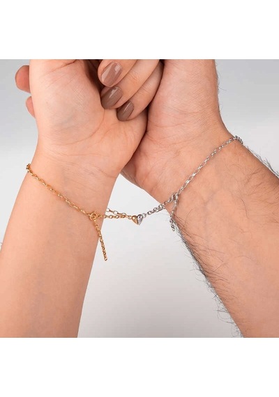 Gümüş Rodyum Rose Çift Kalpli Aşk Bileklik Çok Renkli