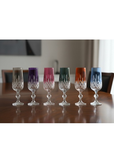 Bohemia Kristal Bardak Lüsterli 180 Cc 6 Adet Çok Renkli