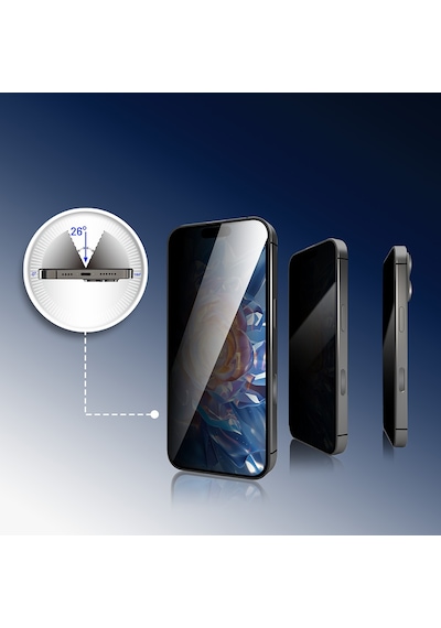 Apple Uyumlu   iPhone 17 Pro Max Mohseven Safir Coating 3d Glue Privacy Hayalet Temperli Cam Ekran Koruyucu Siyah
