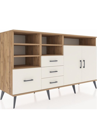 Kronos Konsol 7 Raflı 4 Çekmeceli 2 Kapaklı 176x59x99 Çam-aytaşı Çam-aytaşı