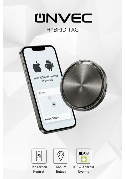 Onvec Hybrid Smart Tag Apple Uyumlu iOS Android Akıllı Eşya Bulucu Takip Cihazı