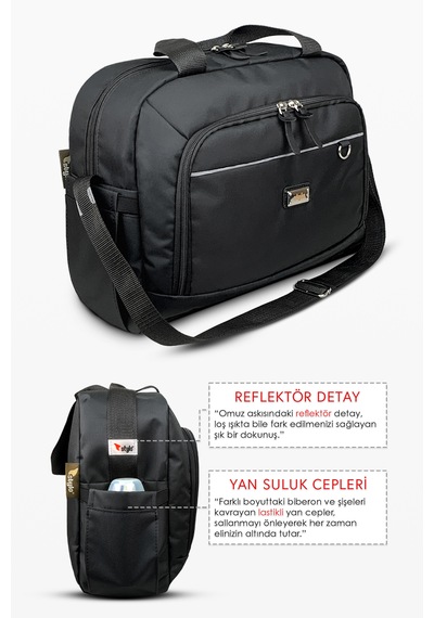 Stylo Urban X Pro Anne Bebek Bakım Kadın Çantası ve Yeni Doğan Çantası Siyah