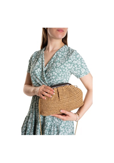 Adelina Bags Kadın Burslu Hasır Çanta Portföy Clutch Omuz Çantası El Ve Omuz Askılı Hasır Çanta 03612124