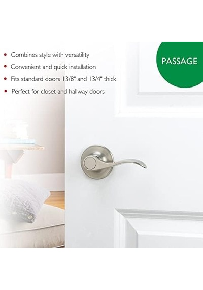 Design House 700484 Springdale 2-yollu-kilit Passage Kapı Kulp, Ayarlanabilir Cıvata, Saten Nikel Kaplama