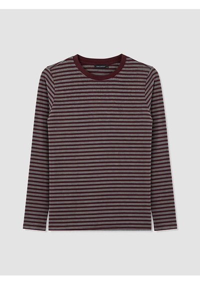 Lcw Everyday Bordo Bisiklet Yaka Çizgili Kadın Body