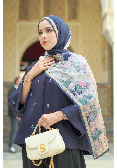 Buttonscarves Sevilla Saten Şal - Midnight Mavi
