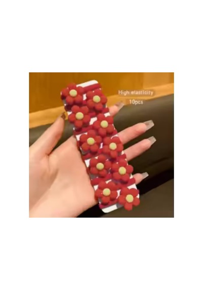 10 Adet Çiçekli Çocuk Lastik Toka Seti Kırmızı Çiçek - 789183528 Kırmızı Çiçek - 789183528 Kırmızı Çiçek