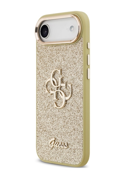 Apple Uyumlu iPhone 17 Air Kılıf Lisanslı 4g Büyük Metal Kamera Çerçeveli Ve Logolu Glitter Kapak Gold Gold