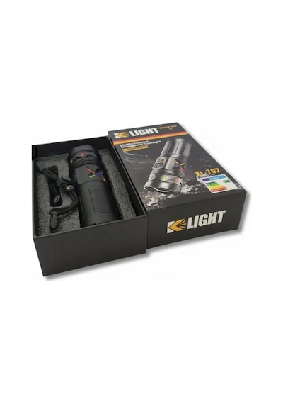 Klight Kl-702 Power Bank Özellikli - Şarjlı Güçlü Uzun Menzilli El Feneri Çok Renkli