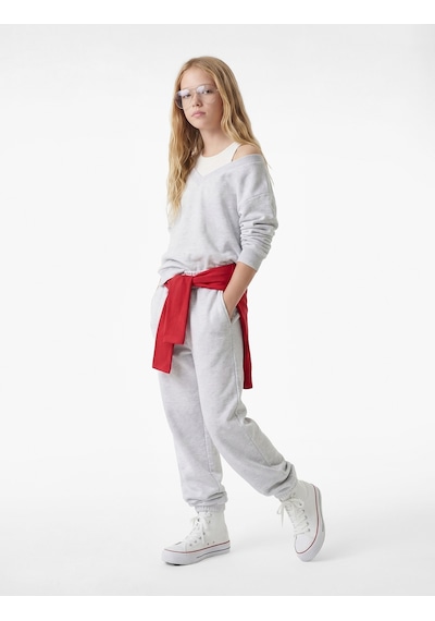 Koton Katmanlı V Yaka Uzun Kollu Pamuklu Şardonlu Sweatshirt Gri Melanj 7wkg10051ak
