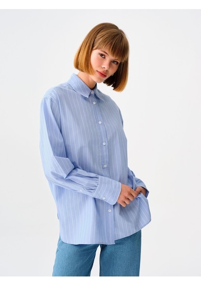LOFT Loose Fit Kadın Gömlek U.kol Lf2037096 Q1.v1 Açık Mavi