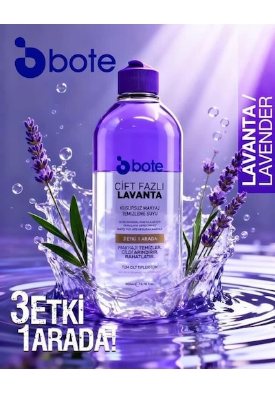 Bote Skin Care Çift Fazlı Makyaj Temizleme Suyu 400 Ml Lavanta