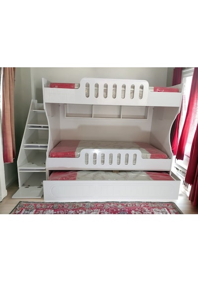 Toledo Tamamı Mdf Lake Boyalı Yavrulu 3 Lü Ranza B