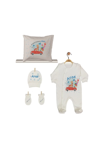 Pia Baby Gl 1902-02 İsme Özel Beşli Tulum Set Krem