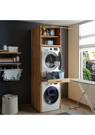 Çamaşır Ve Kurutma Makinesi Dolabı+Üst Dolabı 67X240 Cm A.Çam Atlantikçam Çamaşır Ve Kurutma Makinesi Dolabı+Üst Dolabı 67X240 Cm A.Çam Atlantikçam