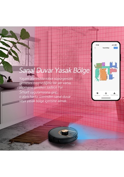 Yui S7 NoMopZone Özellikli Akıllı Robot Vacuum&Mop Süpürge Siyah