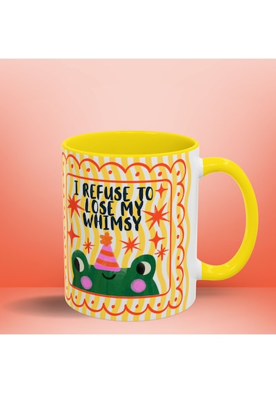 I Refuse The Lose My Whimsy Özel Tasarım Sevimli Kurbağa Renkli Porselen Kupa Çok Renkli