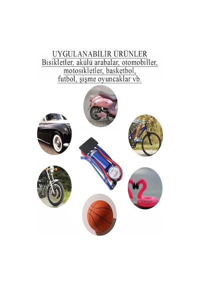 Artlantis Ayak Hava Pompası 1 Adet Kalın Pistonlu Ayak Tipi Hava Pompası Bisiklet Teker Top Kurban Şişirme Araba Göstergeli