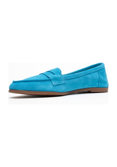 Luvishoes Luvi Shoes F02 Açık Mavi Süet Hakiki Deri Kadın Loafer Ayakkabı Açık Mavi