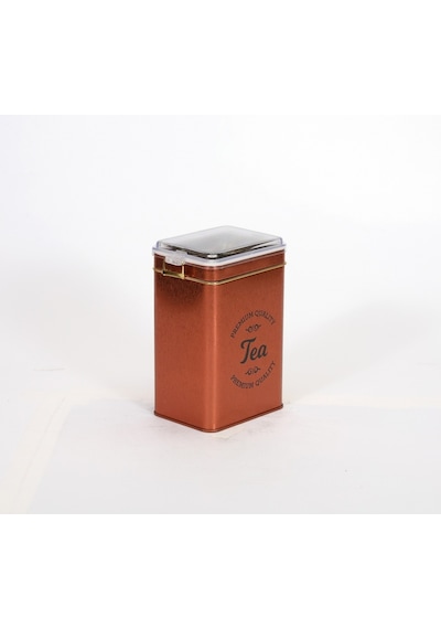 Evle Sn Tea Copper Desenli Kilitli Kapaklı Dikdörtgen Metal Saklama Kabı 1 L7.5 x 10 x 15 CM Çok Renkli