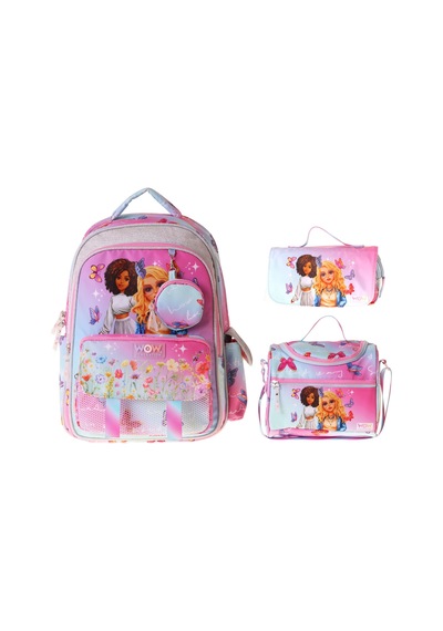 Wow Generation Üçlü İlkokul Okul Çanta Seti - Turkuaz - Pembe - Butterfly Baskılı - Kız Çocuk - Setwg-w6074a Çok Renkli