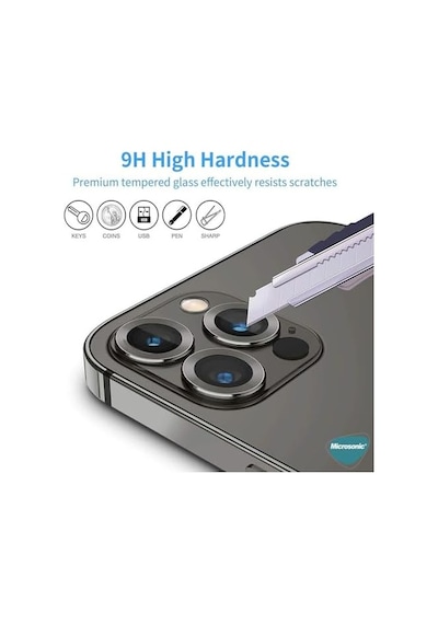 Ekran Koruyucu Apple İphone 15 Pro İçin Tekli Kamera Lens Koruma Camı Siyah 50 x 22