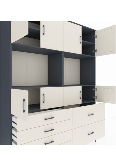 Hyperion Gardrop 8 Raflı 6 Çekmeceli 8 Kapaklı 176x44x221 Antrasit-aytaşı Aytaşı Hyperion Gardrop 8 Raflı 6 Çekmeceli 8 Kapaklı 176x44x221 Antrasit-aytaşı Aytaşı