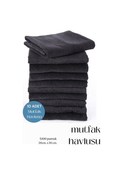 10 Adet Mutfak Havlusu El Yüz Havlusu Siyah