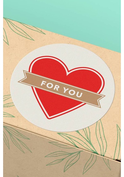 90 Adet For You Kırmızı Kalpli Paketleme Sticker 3x3cm St2019 Çok Renkli