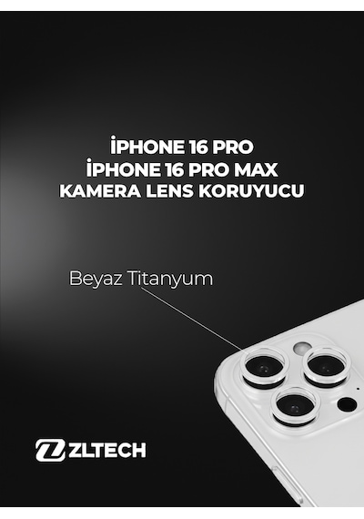 İphone 16pro/16promax Uyumlu Kamera Lens Koruyucu Beyaz Titanyum